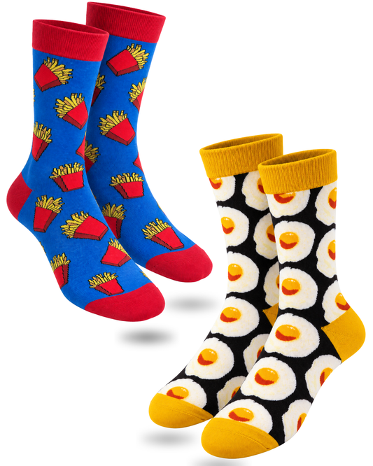 EGG N CHIPS SET OF 2 MEN SOCKS