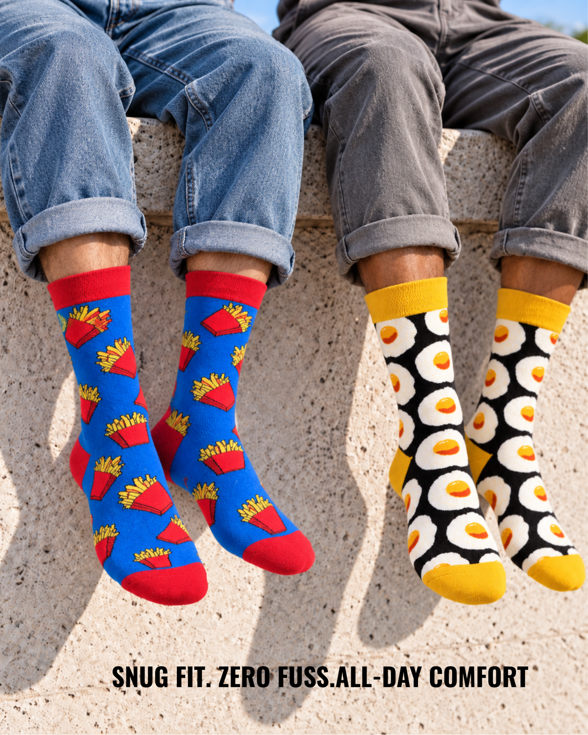 EGG N CHIPS SET OF 2 MEN SOCKS