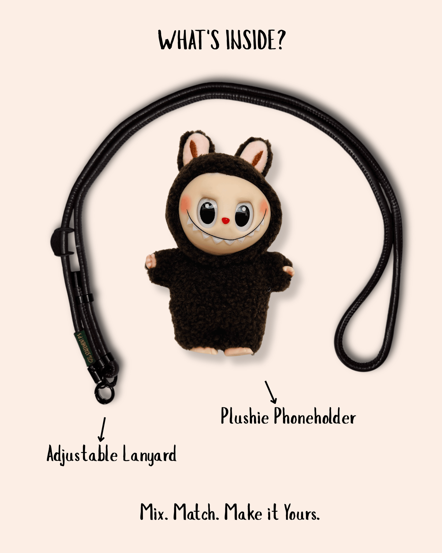 LABUBU - COCOA - ADJUSTABLE BLACK LEATHER