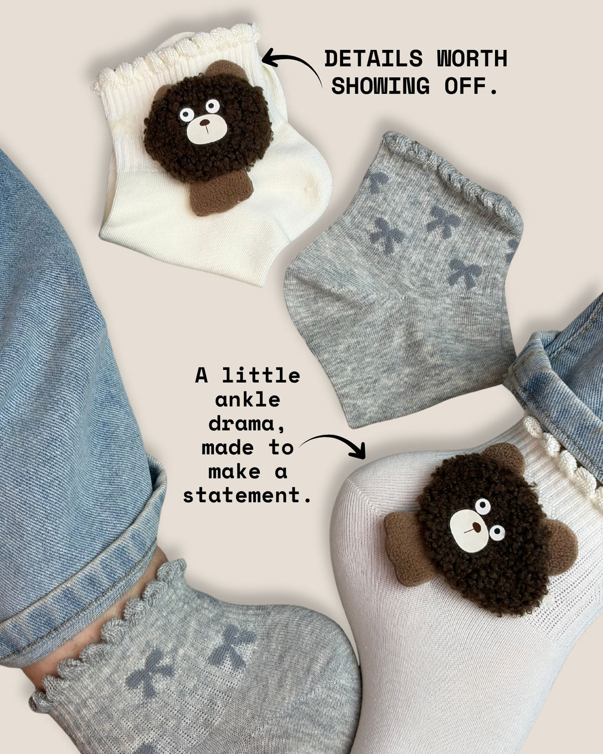 BEAR HUGS SET OF 2 TEEN SOCKS