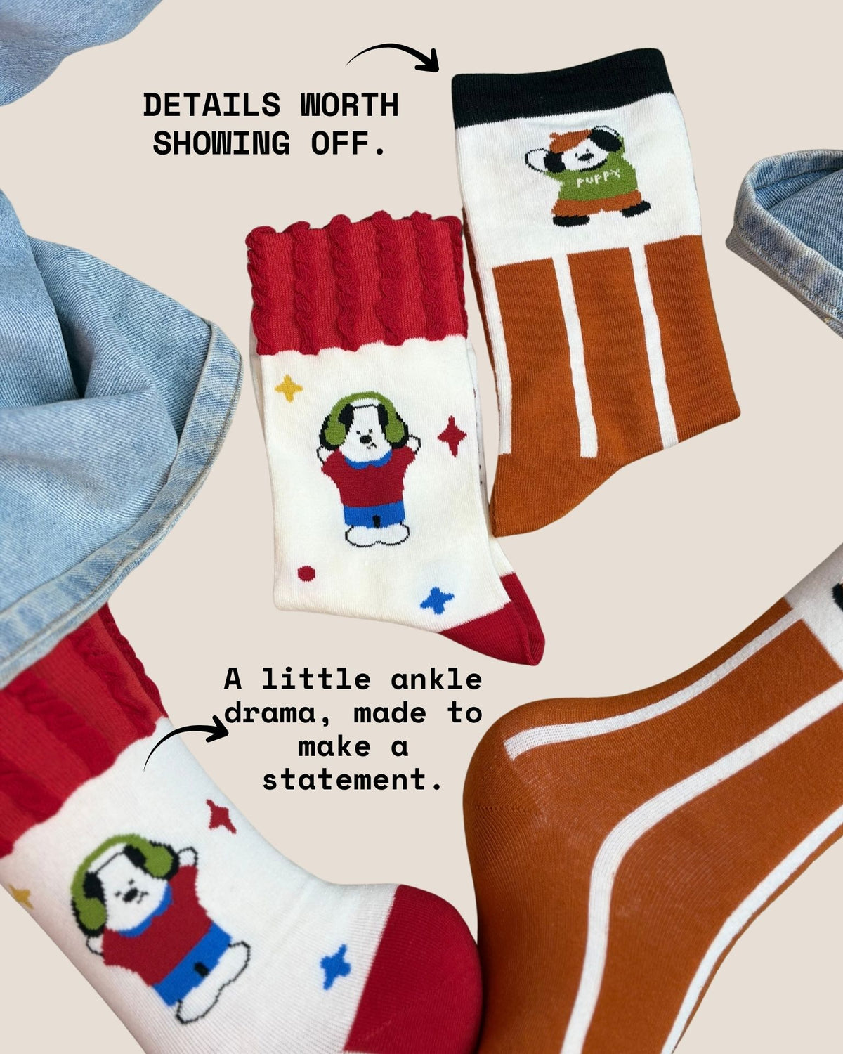 PAWS FOR DRAMA SET 2 TEEN SOCKS