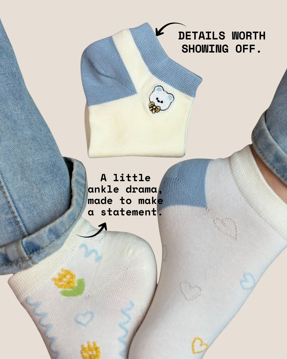 FLOWERS & HEARTS SET 3 SOCKS