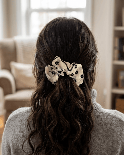 SATIN SCRUNCHIE-FLOWERS