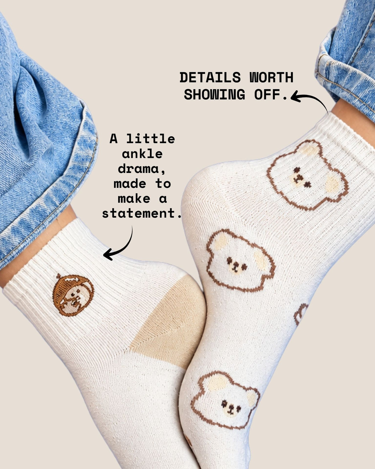 BEARY CUTE SET 3 TEEN SOCKS