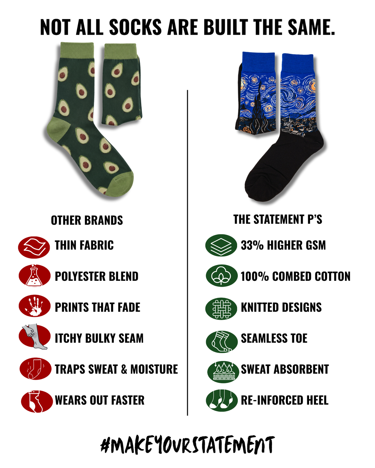 OFF THE CLOCK SET OF 6 MEN SOCKS