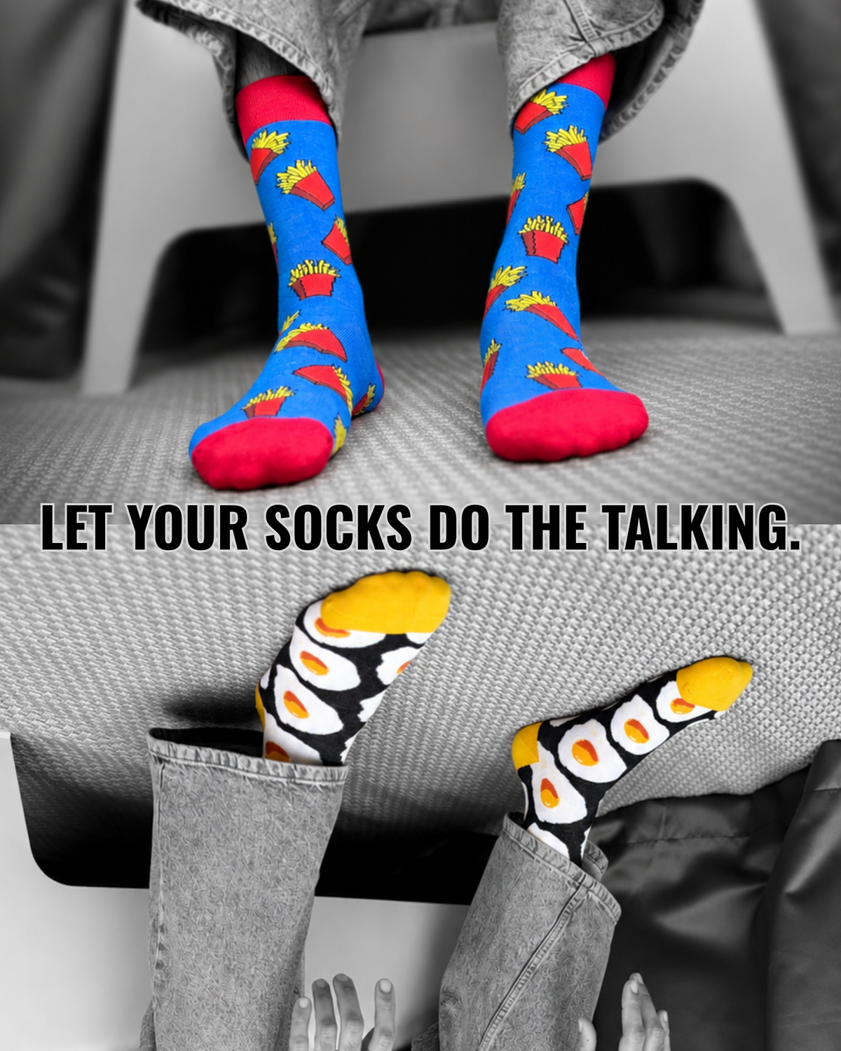EGG N CHIPS SET OF 2 MEN SOCKS