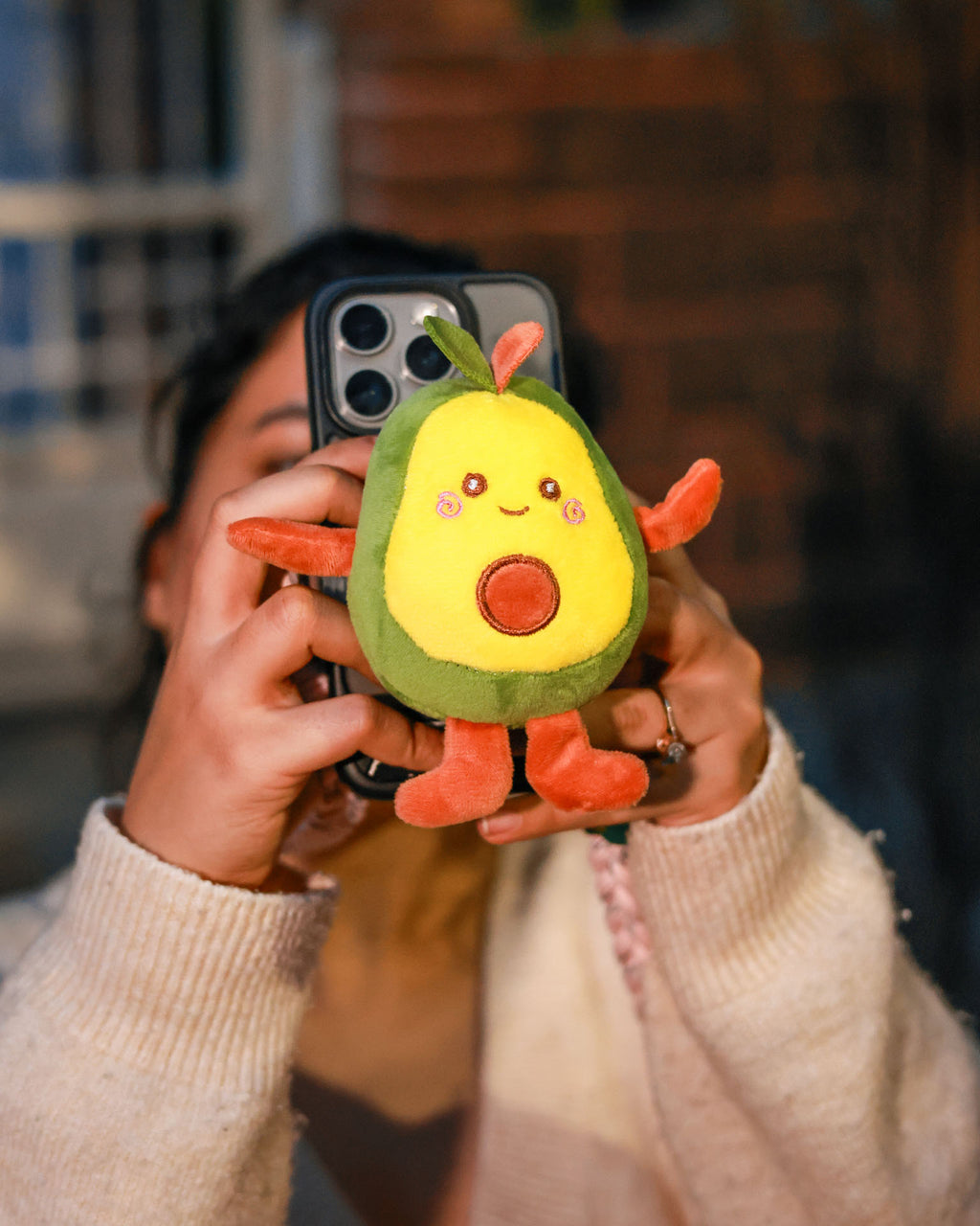 The Holy Guac! plush lanyard for phone â€“ soft Avacadocharm, quirky phone accessory