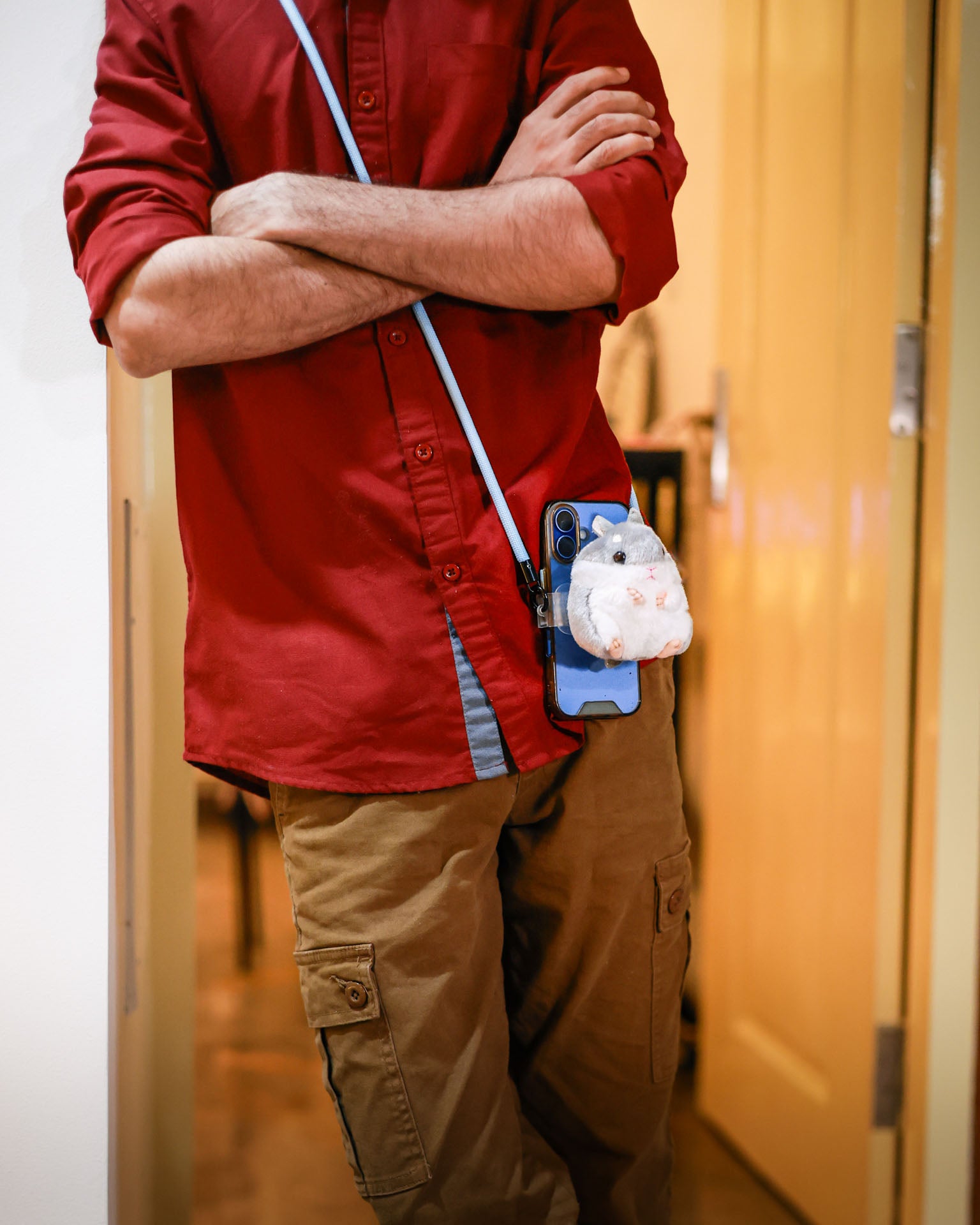 The Nibbles plush lanyard for phone â€“ soft Mouse charm, quirky phone accessory