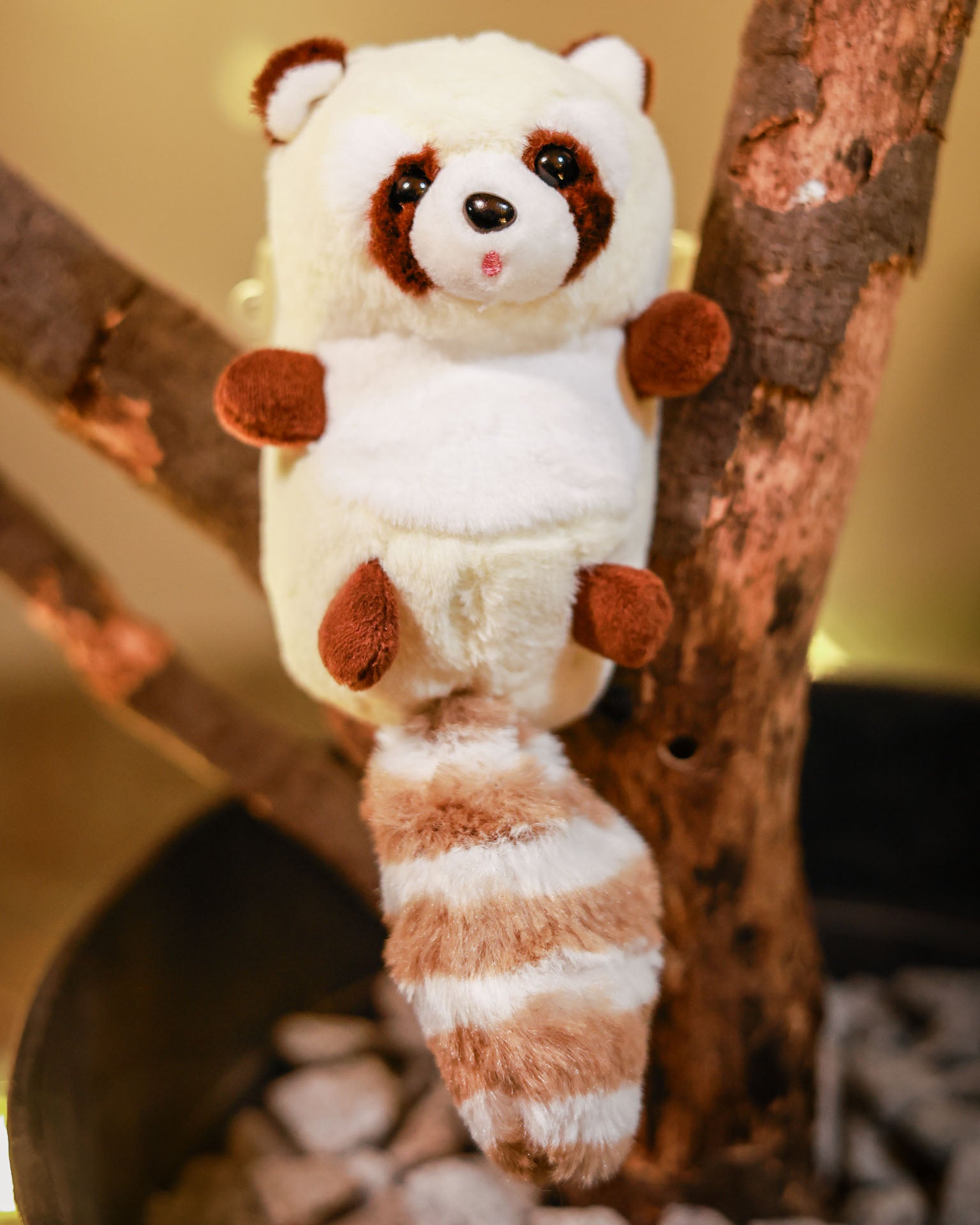 The Bandit-2 plush lanyard for phone â€“ soft Raccoon charm, quirky phone accessory
