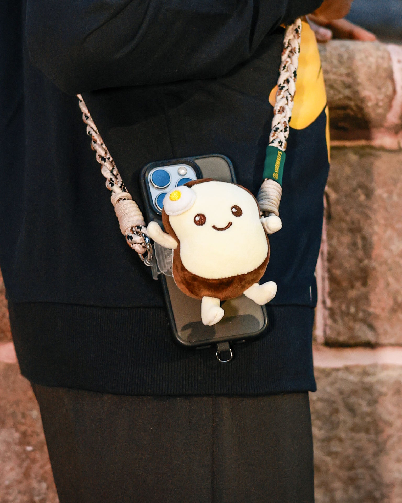 The Toast plush lanyard for phone â€“ soft Toastcharm, quirky phone accessory