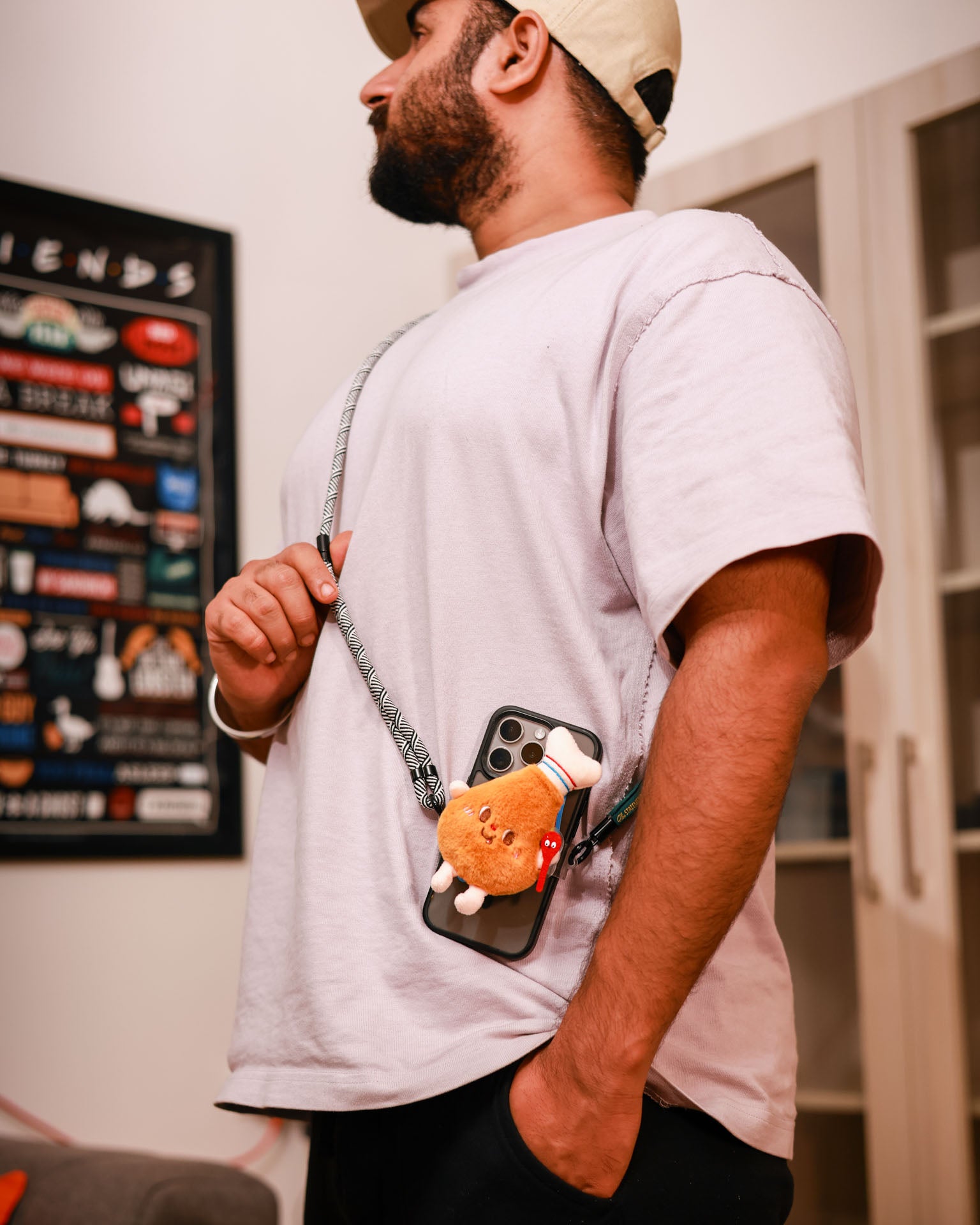 The Drumstick plush lanyard for phone â€“ soft Drumstickcharm, quirky phone accessory